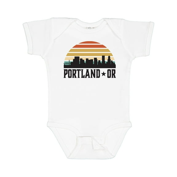 Inktastic Portland Oregon Skyline Retro Sunset Boys or Girls Baby Bodysuit