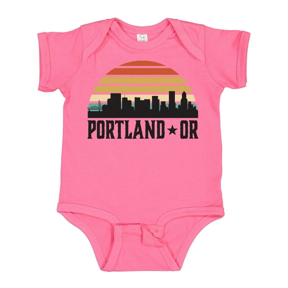 Inktastic Portland Oregon Skyline Retro Sunset Boys or Girls Baby Bodysuit