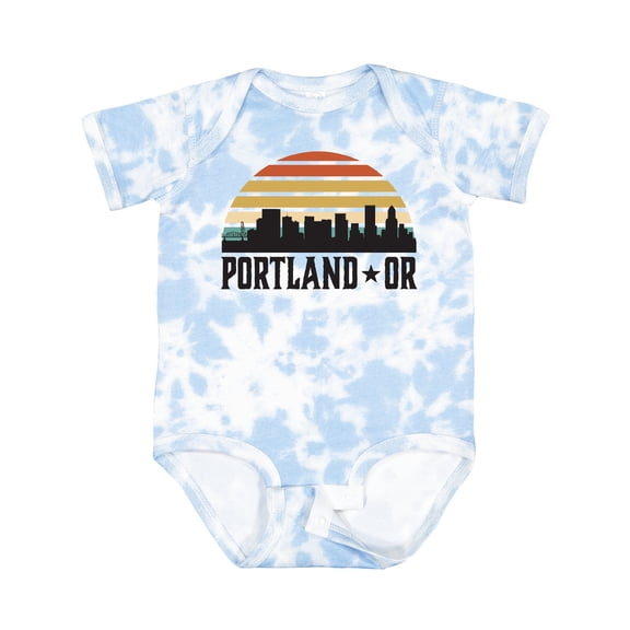 Inktastic Portland Oregon Skyline Retro Sunset Boys or Girls Baby Bodysuit