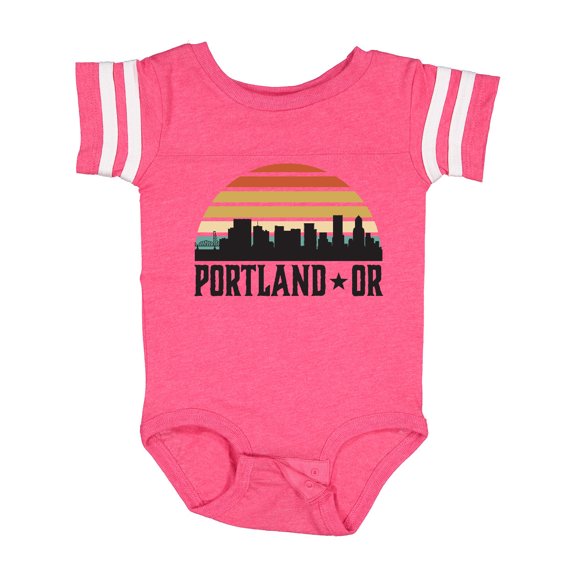 Inktastic Portland Oregon Skyline Retro Sunset Boys or Girls Baby Bodysuit