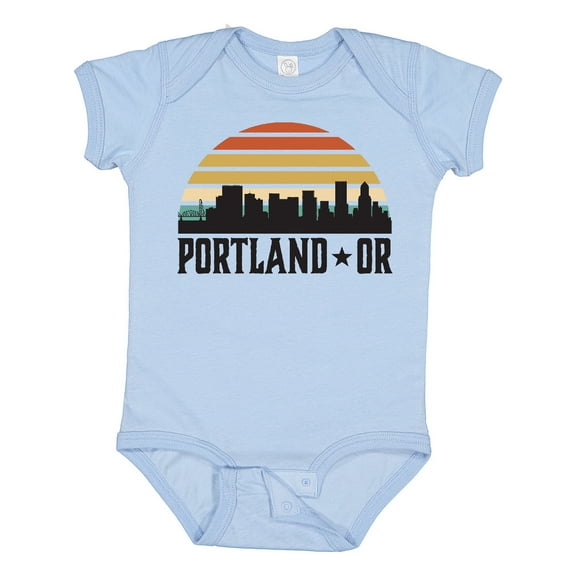 Inktastic Portland Oregon Skyline Retro Sunset Boys or Girls Baby Bodysuit