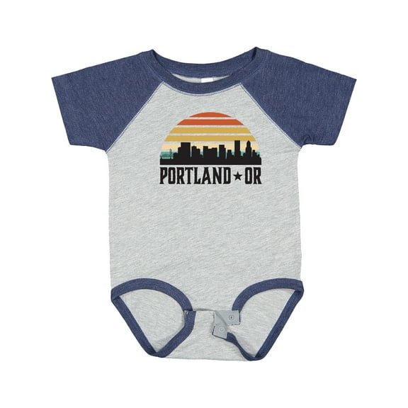 Inktastic Portland Oregon Skyline Retro Sunset Boys or Girls Baby Bodysuit