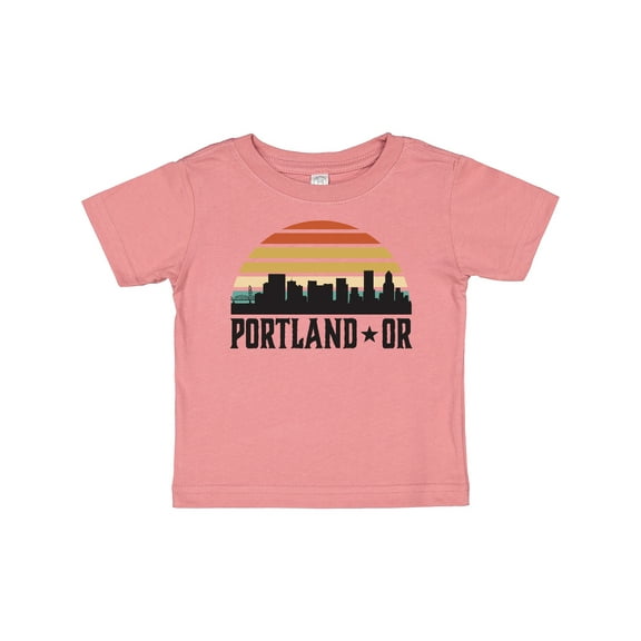Inktastic Portland Oregon Skyline Retro Sunset Boys or Girls Baby T-Shirt
