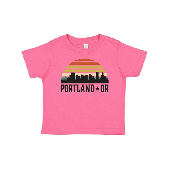 Inktastic Portland Oregon Skyline Retro Sunset Boys or Girls Baby T-Shirt