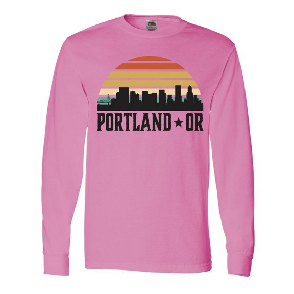 Inktastic Portland Oregon Skyline Retro Sunset Long Sleeve T-Shirt
