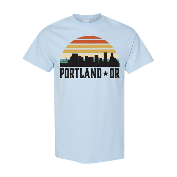 Inktastic Portland Oregon Skyline Retro Sunset T-Shirt