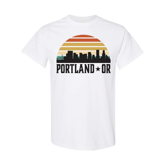 Inktastic Portland Oregon Skyline Retro Sunset T-Shirt