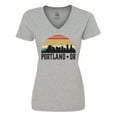 thumbnail image 1 of Inktastic Portland Oregon Skyline Retro Sunset Women's V-Neck T-Shirt, 1 of 5