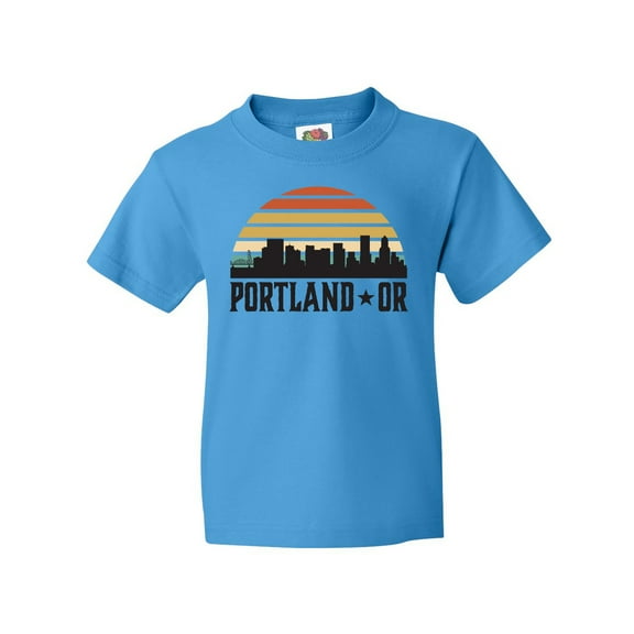 Inktastic Portland Oregon Skyline Retro Sunset Youth T-Shirt