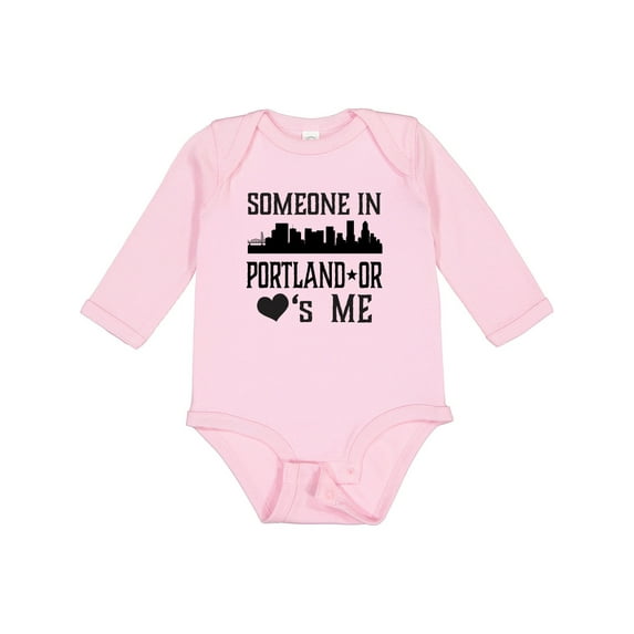 Inktastic Portland Oregon Someone Loves Me Skyline Boys or Girls Long Sleeve Baby Bodysuit