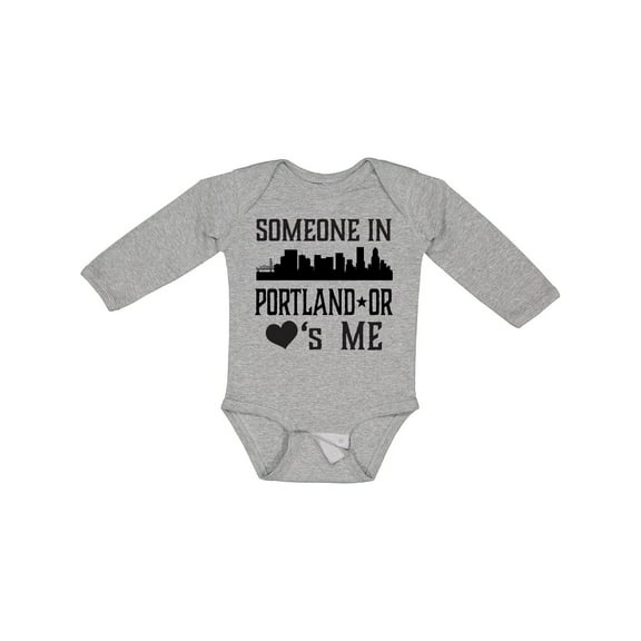 Inktastic Portland Oregon Someone Loves Me Skyline Boys or Girls Long Sleeve Baby Bodysuit