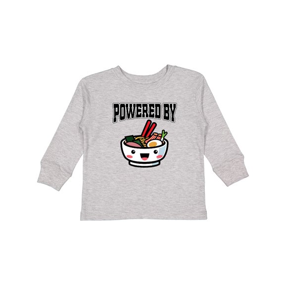 Inktastic Powered By Ramen Cute Noodles Boys or Girls Long Sleeve Toddler T-Shirt