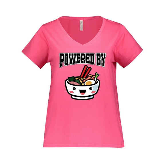 Inktastic Powered By Ramen Cute Noodles Women's Plus Size V-Neck T-Shirt