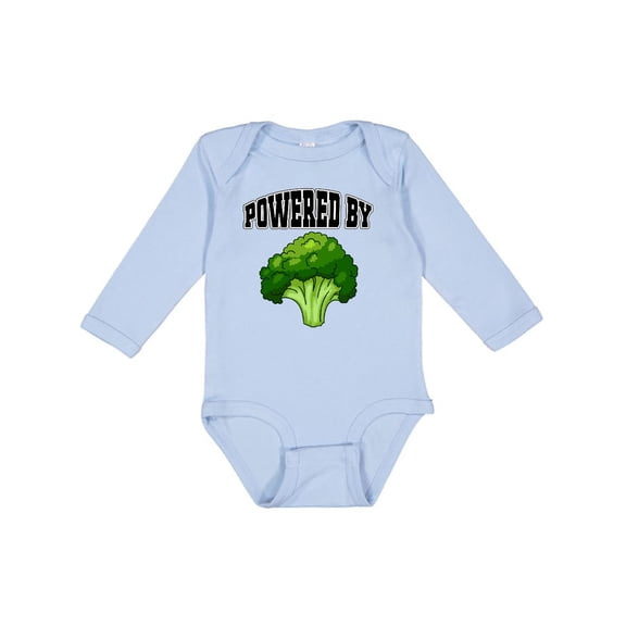 Inktastic Powered by Broccoli Boys or Girls Long Sleeve Baby Bodysuit