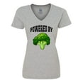 thumbnail image 1 of Inktastic Powered by Broccoli Women's V-Neck T-Shirt, 1 of 5