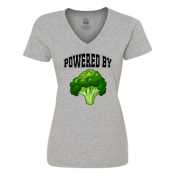 Inktastic Powered by Broccoli Women's V-Neck T-Shirt