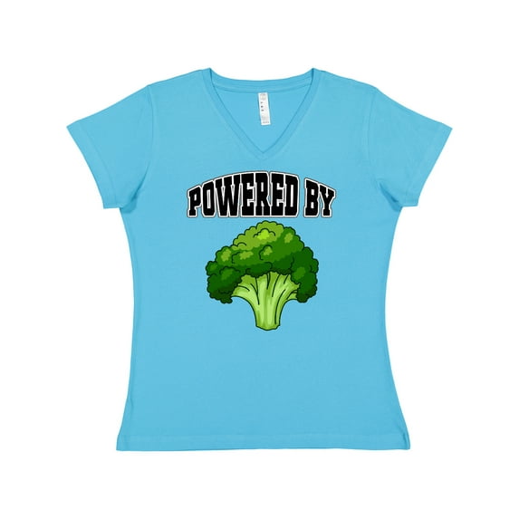 Inktastic Powered by Broccoli Women's V-Neck T-Shirt