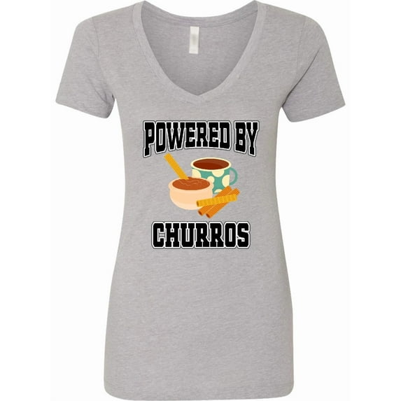 Inktastic Powered by Churros and Chocolate Women's V-Neck T-Shirt