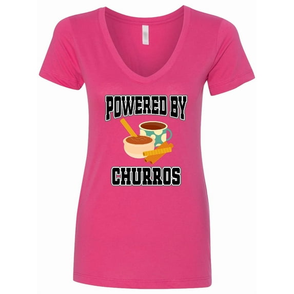 Inktastic Powered by Churros and Chocolate Women's V-Neck T-Shirt