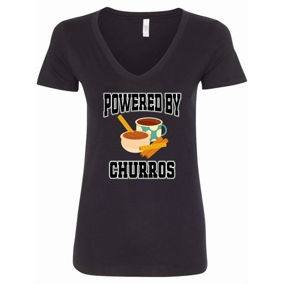 Inktastic Powered by Churros and Chocolate Women's V-Neck T-Shirt