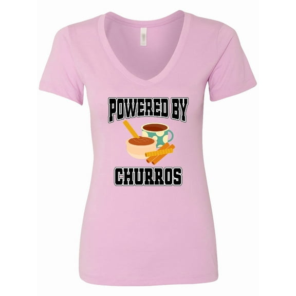 Inktastic Powered by Churros and Chocolate Women's V-Neck T-Shirt