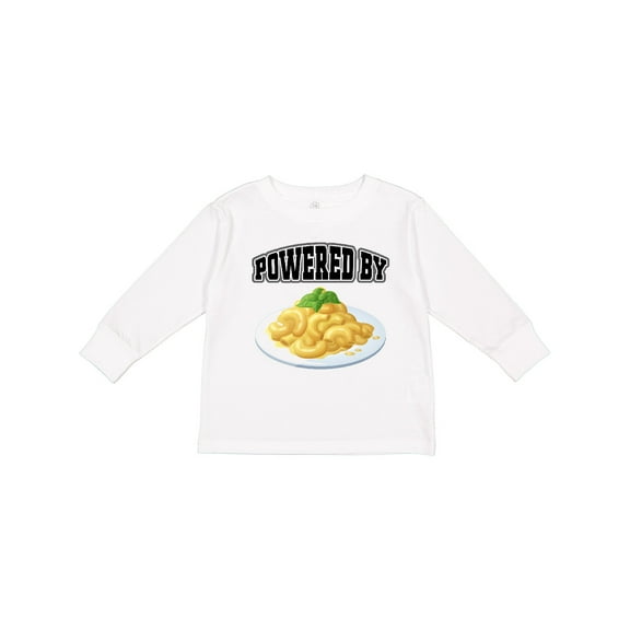 Inktastic Powered by Macaroni and Cheese Boys or Girls Long Sleeve Toddler T-Shirt