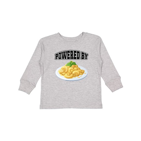 Inktastic Powered by Macaroni and Cheese Boys or Girls Long Sleeve Toddler T-Shirt