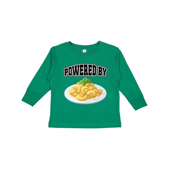 Inktastic Powered by Macaroni and Cheese Boys or Girls Long Sleeve Toddler T-Shirt