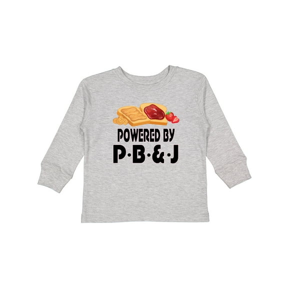 Inktastic Powered by P B and J Peanut Butter Lover Boys or Girls Long Sleeve Toddler T-Shirt