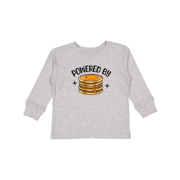 Inktastic Powered by Pancakes Boys or Girls Long Sleeve Toddler T-Shirt