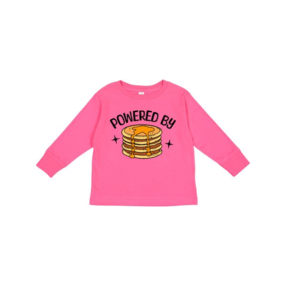 Inktastic Powered by Pancakes Boys or Girls Long Sleeve Toddler T-Shirt