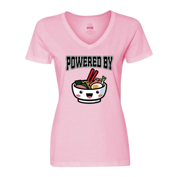 Inktastic Powered by Ramen Cute Noodles Women's V-Neck T-Shirt