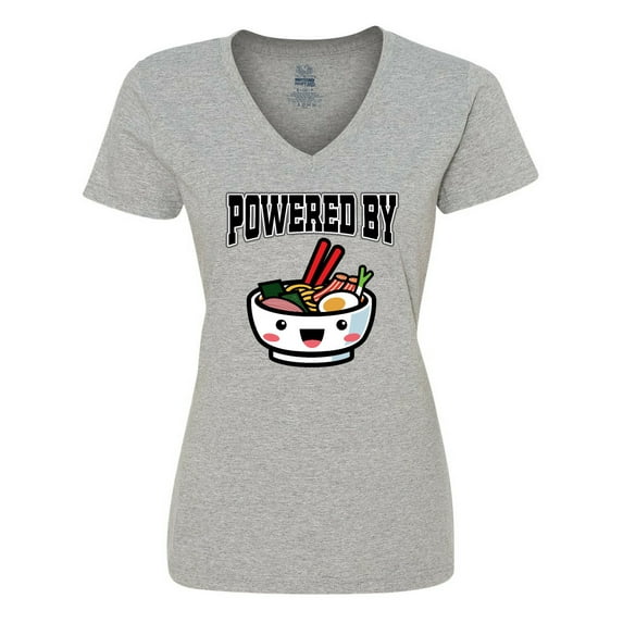 Inktastic Powered by Ramen Cute Noodles Women's V-Neck T-Shirt