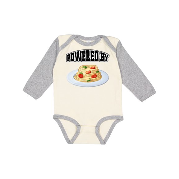 Inktastic Powered by Spaghetti Boys or Girls Long Sleeve Baby Bodysuit