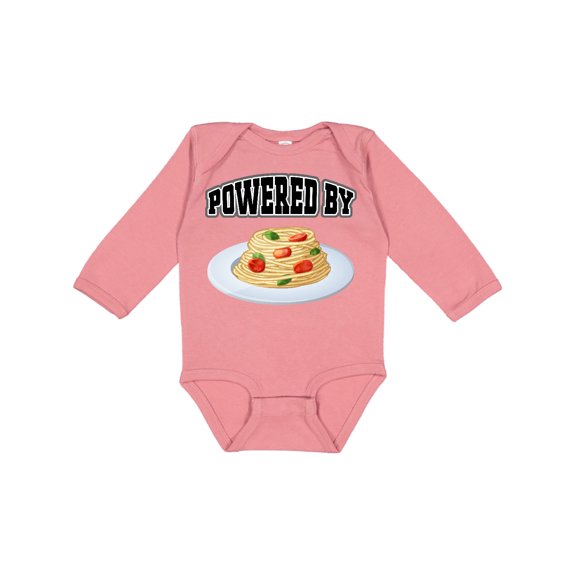 Inktastic Powered by Spaghetti Boys or Girls Long Sleeve Baby Bodysuit
