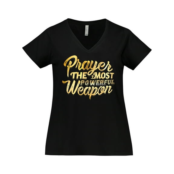 Inktastic Prayer Power Gold Women's Plus Size V-Neck T-Shirt