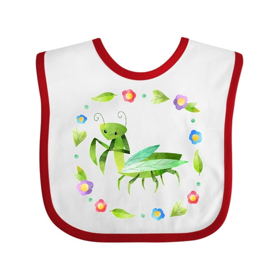 Inktastic Praying Mantis with Flowers and Leaves Boys or Girls Baby Bib