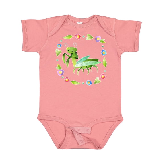 Inktastic Praying Mantis with Flowers and Leaves Boys or Girls Baby Bodysuit