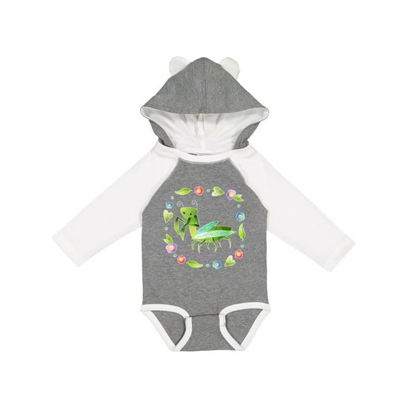 Inktastic Praying Mantis with Flowers and Leaves Boys or Girls Long Sleeve Baby Bodysuit