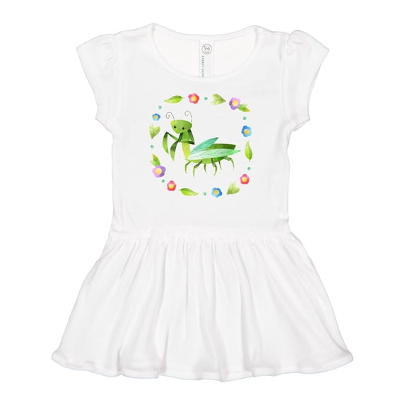 Inktastic Praying Mantis with Flowers and Leaves Girls Baby Dress