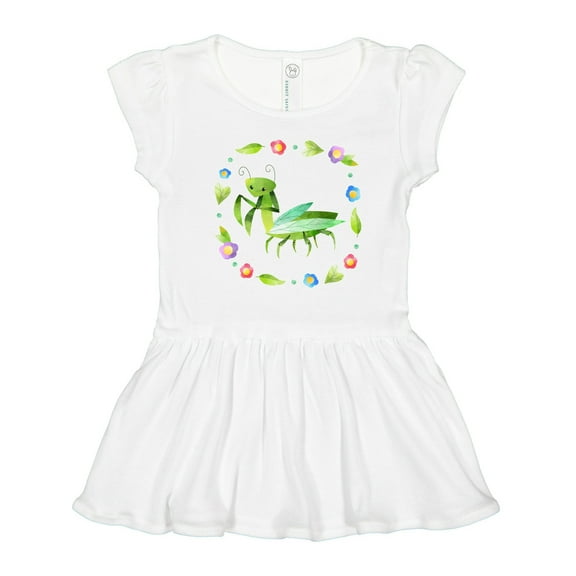 Inktastic Praying Mantis with Flowers and Leaves Girls Toddler Dress