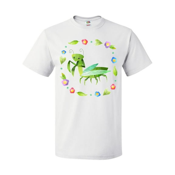 Inktastic Praying Mantis with Flowers and Leaves T-Shirt