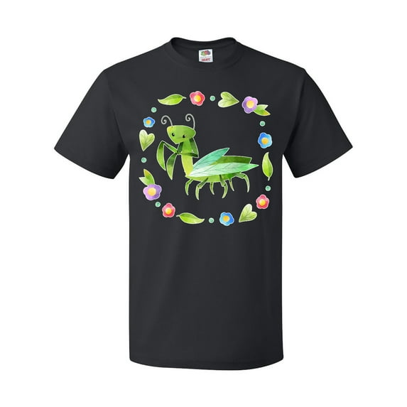 Inktastic Praying Mantis with Flowers and Leaves T-Shirt