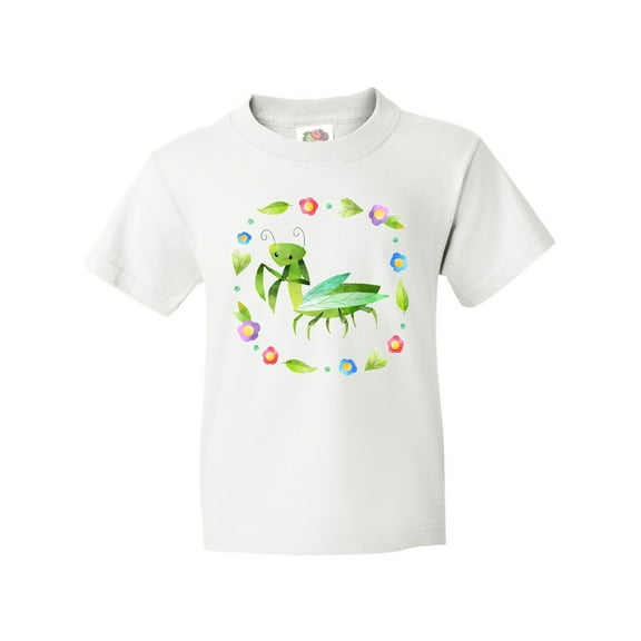 Inktastic Praying Mantis with Flowers and Leaves Youth T-Shirt
