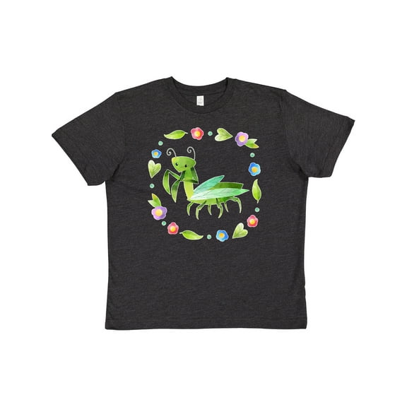 Inktastic Praying Mantis with Flowers and Leaves Youth T-Shirt