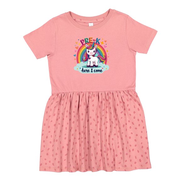 Inktastic Pre-k Here I Come Unicorn Girls Toddlers Kids Back to School Girls Toddler Dress