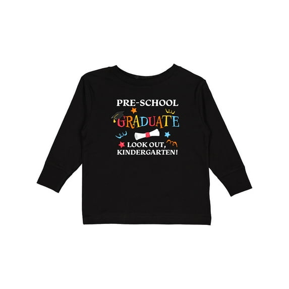 Inktastic Pre-school Graduate Look Out, Kindergarten Boys or Girls Long Sleeve Toddler T-Shirt