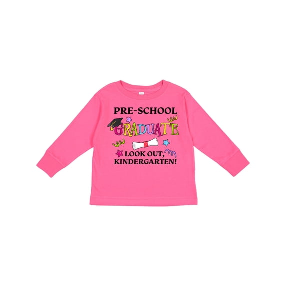 Inktastic Pre-school Graduate Look Out, Kindergarten Boys or Girls Long Sleeve Toddler T-Shirt