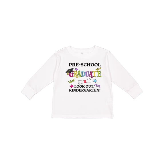 Inktastic Pre-school Graduate Look Out, Kindergarten Boys or Girls Long Sleeve Toddler T-Shirt