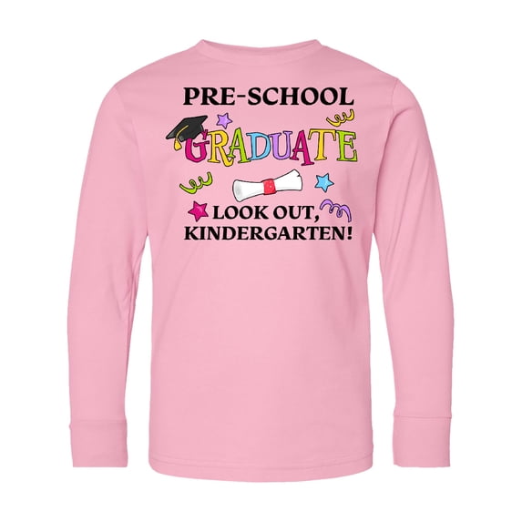 Inktastic Pre-school Graduate Look Out, Kindergarten Long Sleeve Youth T-Shirt